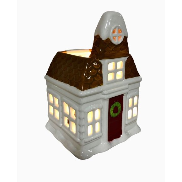 Slatkin And Co Holiday House Candle Holder Luminary Christmas Porcelain 2010 - Picture 1 of 9